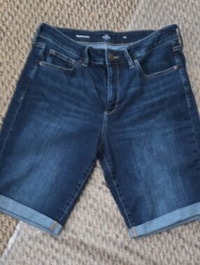 St. John's Bay Bermuda Dark Wash Denim Rolled Hem Shorts
